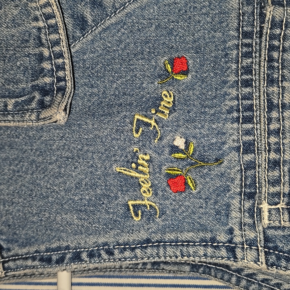 Vintage Mickey Unlimited Feelin Fine Denim Vest Embroidered Large - Picture 3 of 16